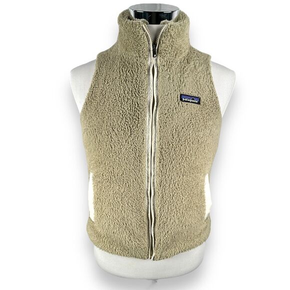 Patagonia Los Gatos Vest Women's Small Tan Deep Pile Fleece Polyester Full Zip - Picture 1 of 11